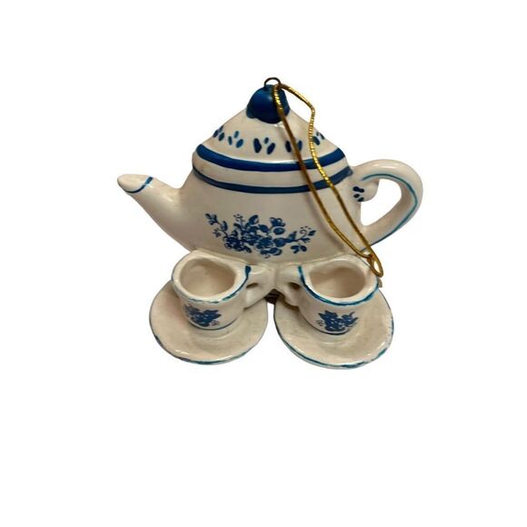 Vintage Christmas Teapot Teacup Ornament - Picture 4 of 13